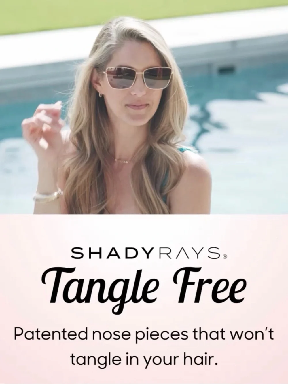 LIKE NEW - SHADYRAYS Tangle Free Aviator Sunglasses with Rose Gold Frame Small
